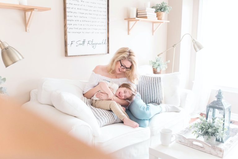 happy mom and daughter